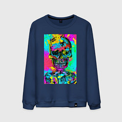 Свитшот хлопковый мужской Cool skull - pop art - vogue, цвет: тёмно-синий