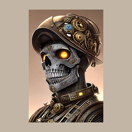 Мужской свитшот Cool skull - steampunk - neural network / Миндальный – фото 3