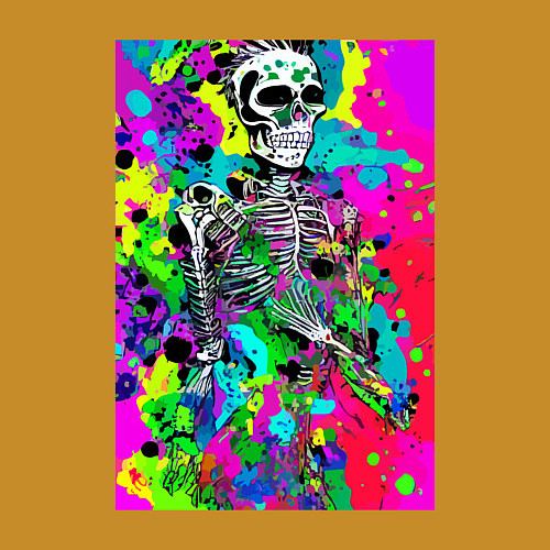 Мужской свитшот Funny skeleton - pop art / Горчичный – фото 3