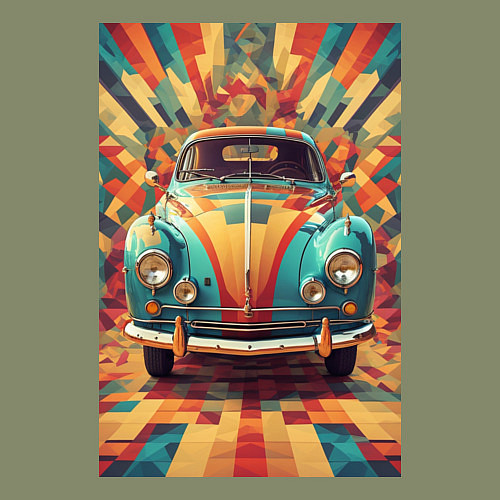 Мужской свитшот Ретро машина в ярких цветах / Авокадо – фото 3