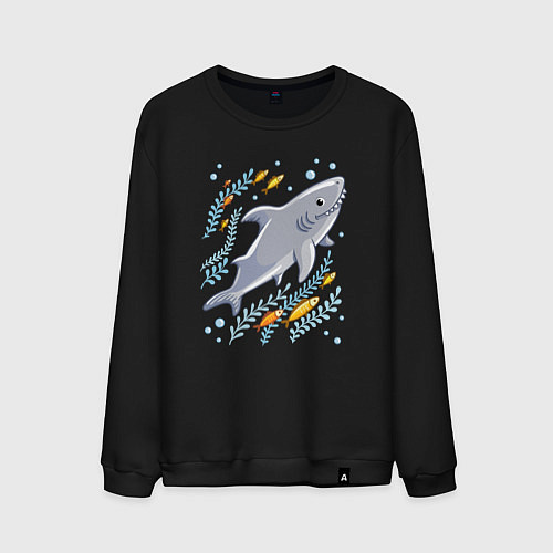 Мужской свитшот Приключения акулы / Черный – фото 1