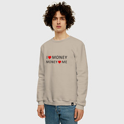 Свитшот хлопковый мужской Надпись Я люблю деньги деньги любят меня, цвет: миндальный — фото 2