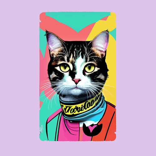 Мужской свитшот Pop art cat - neural network / Лаванда – фото 3