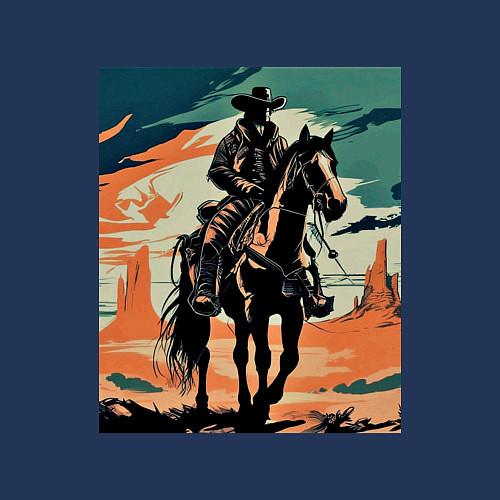 Мужской свитшот Ковбой на лошади / Тёмно-синий – фото 3