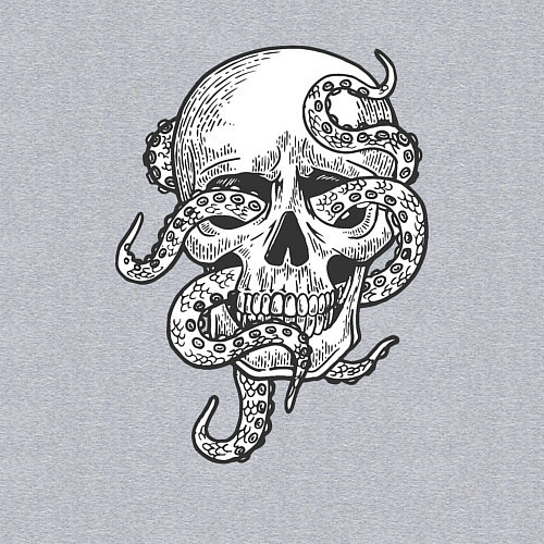 Мужской свитшот Skull octopus / Меланж – фото 3