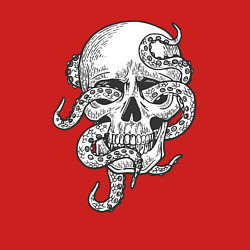 Свитшот хлопковый мужской Skull octopus, цвет: красный — фото 2