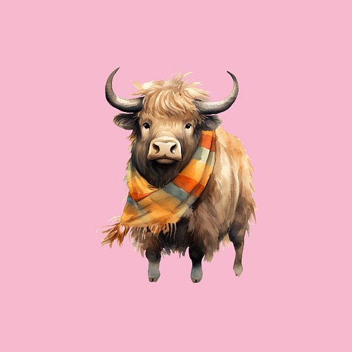 Мужской свитшот Буйвол в шарфе / Светло-розовый – фото 3