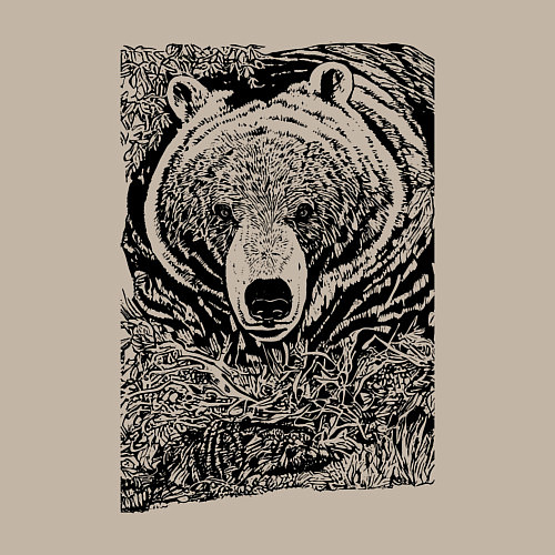 Мужской свитшот Хозяин русского леса - медведь / Миндальный – фото 3