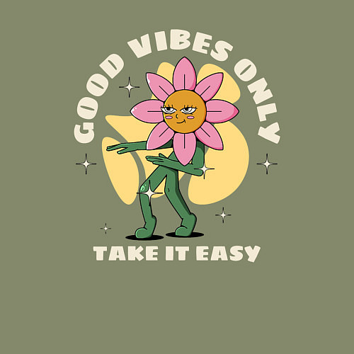 Мужской свитшот Good vibes only take it easy / Авокадо – фото 3