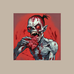 Свитшот хлопковый мужской Зомби с большими красными глазами ест мясо, цвет: миндальный — фото 2