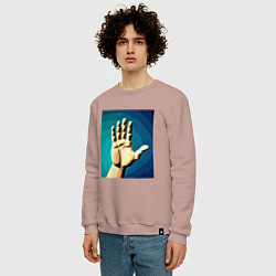 Свитшот хлопковый мужской Приветствие рукой, цвет: пыльно-розовый — фото 2