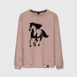 Свитшот хлопковый мужской Лошадь скачет, цвет: пыльно-розовый