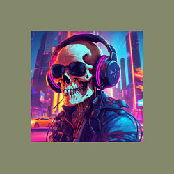 Свитшот хлопковый мужской Скелет в темных очках, цвет: авокадо — фото 2