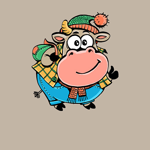 Мужской свитшот Милая корова / Миндальный – фото 3