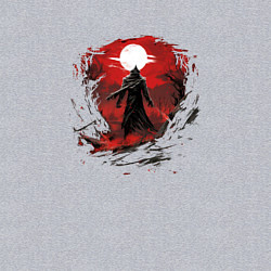 Свитшот хлопковый мужской Самурай и красный закат, цвет: меланж — фото 2