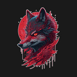 Свитшот хлопковый мужской Красный сверепый волк, цвет: черный — фото 2