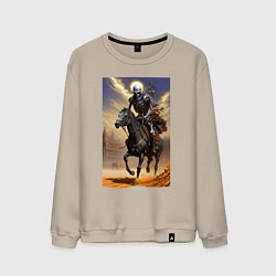 Свитшот хлопковый мужской Всадник апокалипсиса - нейросеть, цвет: миндальный
