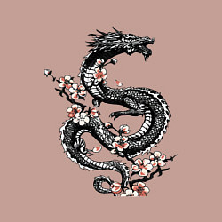 Свитшот хлопковый мужской Дракон с цветущей сакурой, цвет: пыльно-розовый — фото 2