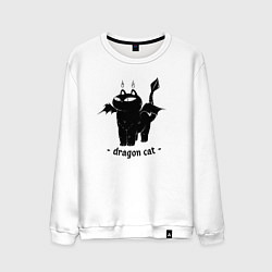 Свитшот хлопковый мужской Black dragon cat, цвет: белый