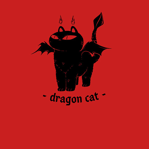 Мужской свитшот Black dragon cat / Красный – фото 3