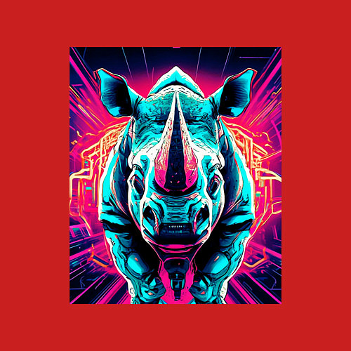 Мужской свитшот Кибер носорог / Красный – фото 3