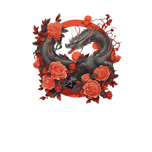 Мужской свитшот Дракон в розах / Белый – фото 3