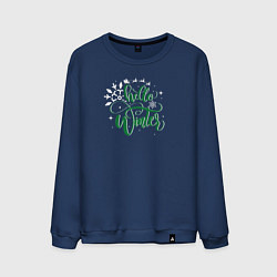 Свитшот хлопковый мужской Hello winter green, цвет: тёмно-синий