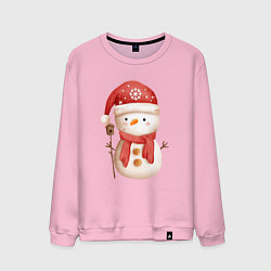 Свитшот хлопковый мужской Маленький снеговик, цвет: светло-розовый
