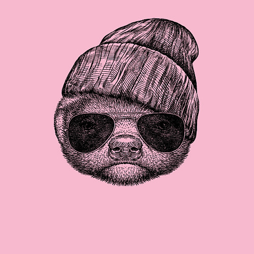 Мужской свитшот Медоед в шапке и очках / Светло-розовый – фото 3