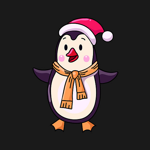 Мужской свитшот Праздничный пингвин / Черный – фото 3