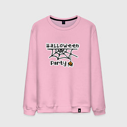 Свитшот хлопковый мужской Halloween party паук с паутиной хэллоуин, цвет: светло-розовый