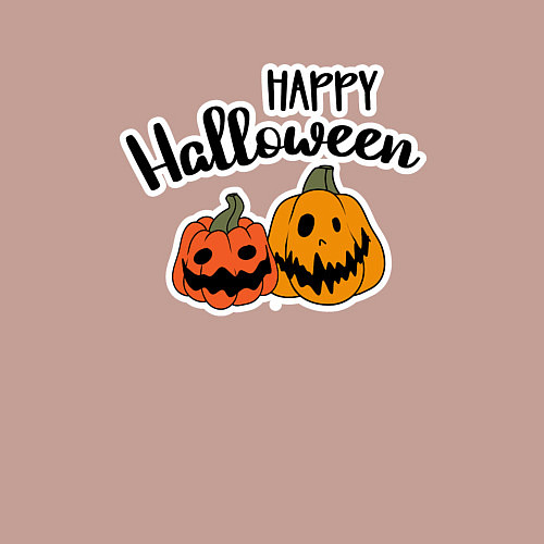 Мужской свитшот Happy halloween с тыквами / Пыльно-розовый – фото 3