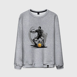 Свитшот хлопковый мужской Золотой мяч футболиста, цвет: меланж
