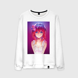 Свитшот хлопковый мужской Anime Girl refflex, цвет: белый