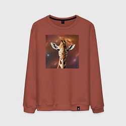 Свитшот хлопковый мужской Космический жираф, цвет: кирпичный