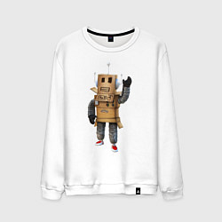 Свитшот хлопковый мужской Roblox робот машет, цвет: белый