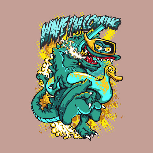 Мужской свитшот Монстр на пляже / Пыльно-розовый – фото 3