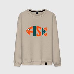 Свитшот хлопковый мужской Большая рыба, цвет: миндальный