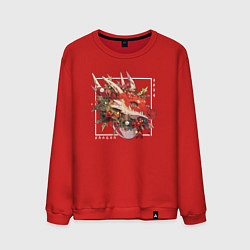 Свитшот хлопковый мужской Christmas red dragon, цвет: красный
