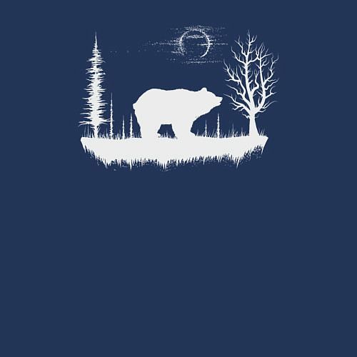 Мужской свитшот Мишка в ночном лесу / Тёмно-синий – фото 3