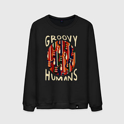 Свитшот хлопковый мужской Заводные люди, цвет: черный