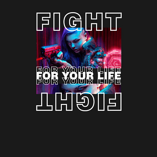 Мужской свитшот Cyberpunk 2077: Fight for your life / Черный – фото 3