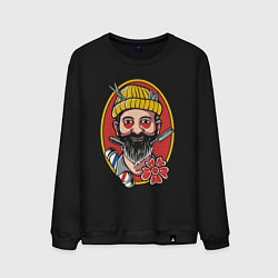 Свитшот хлопковый мужской Barber, цвет: черный