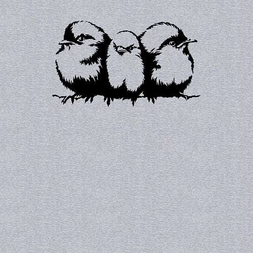 Мужской свитшот Три птицы трафарет / Меланж – фото 3