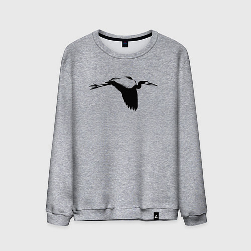 Мужской свитшот Аист трафарет / Меланж – фото 1