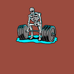 Свитшот хлопковый мужской Скелет делает становую тягу, цвет: кирпичный — фото 2