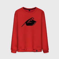 Свитшот хлопковый мужской Синица в полёте трафарет, цвет: красный