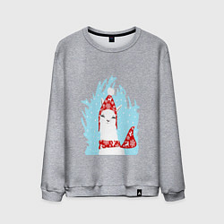 Мужской свитшот Лама - альпака в шапочке