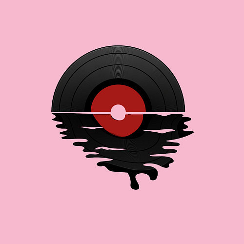 Мужской свитшот Виниловая пластинка закат / Светло-розовый – фото 3