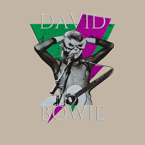 Мужской свитшот David Bowie hand goggles / Миндальный – фото 3